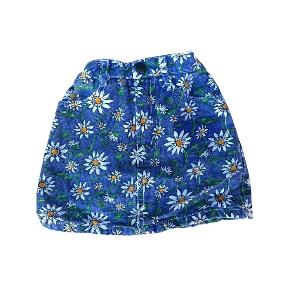 VTG Guess Floral Daisies Baby Toddler Denim Skirt Size 3T Cotton HTF Made in USA